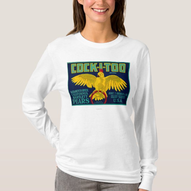 Hahn-ICh-auch Birnen-Kisten-Aufkleber T-Shirt (Vorderseite)