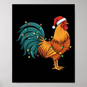 Hahn Ich Rock Ein Festlicher Hahn In Einem Weihnac Poster