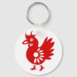HAHN-ILLUSTRATION DES TIERKREIS-PAPERCUT SCHLÜSSELANHÄNGER