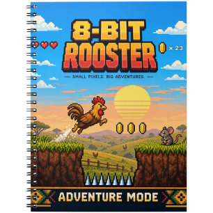 Hahn, Retro-8-Bit-Pixelkunst Notizblock
