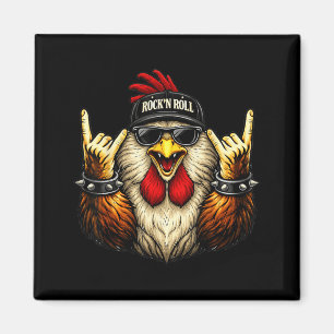 Hahn Rock On Musik Heavy Metal Lustige Männer Frau Magnet