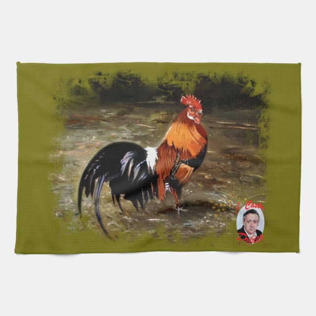 Hahn/Rooster/Gallisch Geschirrtuch (Horizontal)