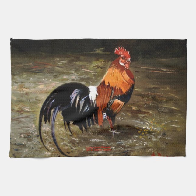Hahn/Rooster/Gallisch Geschirrtuch (Horizontal)