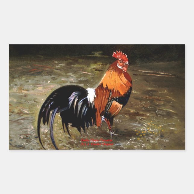 Hahn/Rooster/Gallisch Rechteckiger Aufkleber (Vorderseite)