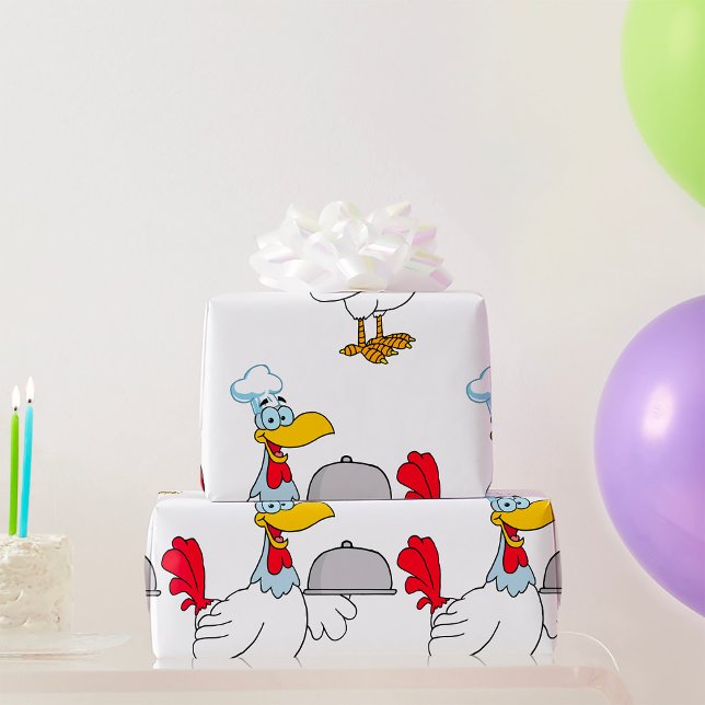 Hahn serviert Essen Geschenkpapier (Von Creator hochgeladen)