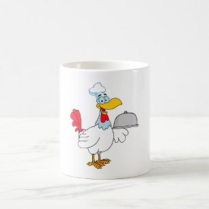 Hahn serviert Essen Kaffeetasse