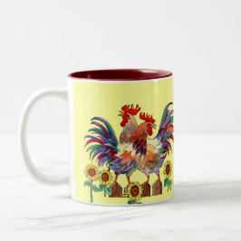 HAHN-SONNENBLUME-SCHALE durch SHARON SHARPE Zweifarbige Tasse