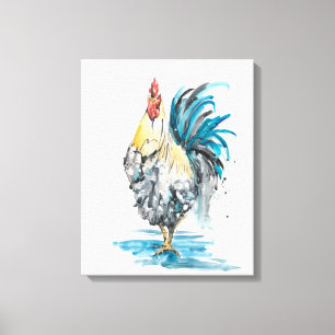 Hahn-Spritzen - Aquarell-Porträt Leinwanddruck