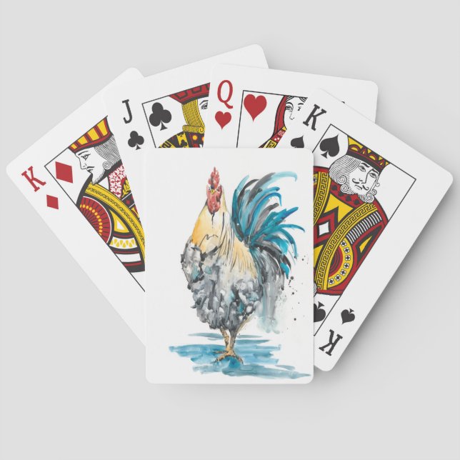 Hahn-Spritzen - Aquarell-Porträt Spielkarten (Rückseite)