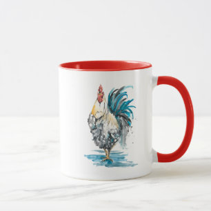 Hahn-Spritzen - Aquarell-Porträt Tasse