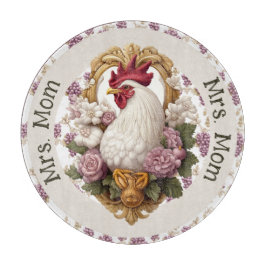 Hahn & Trauben Heraldik-Wappen in bordeauxrot, Schneidebrett