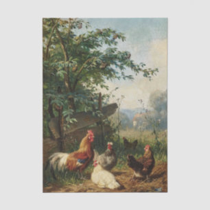 Hahn und Hühner von Carl Jutz Seidenpapier