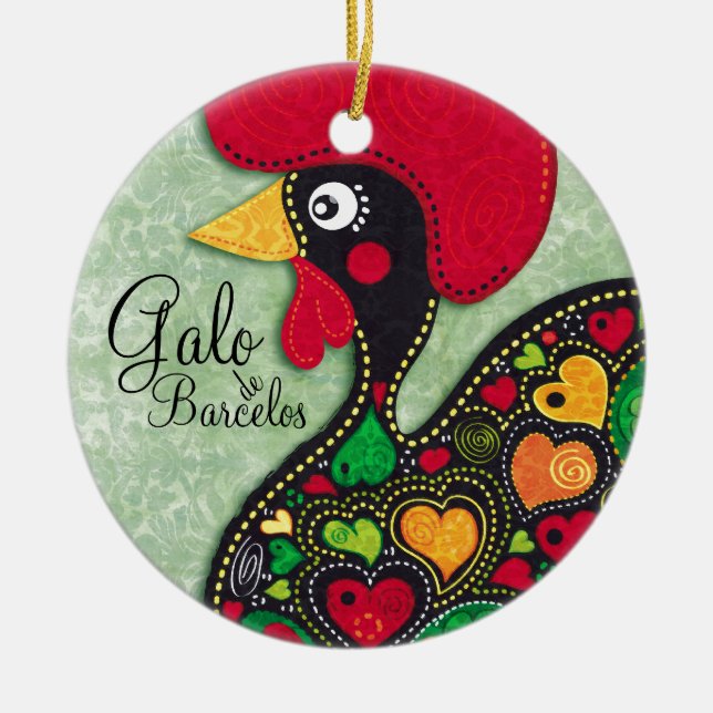 Hahn von Portugal - Galo de Barcelos Keramik Ornament (Vorne)