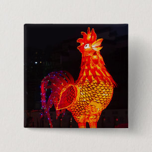 Hahn-Zodiak-Symbol-Laterne Button