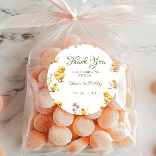 Hähnchen 1. Geburtstag Farm Tier Geburtstag Dank Runder Aufkleber