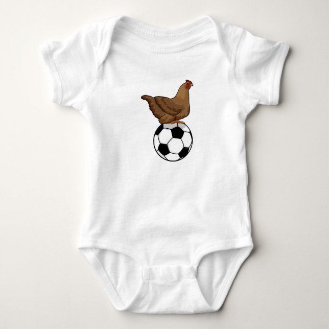 Hähnchen beim Fußball-Sport Baby Strampler (Vorderseite)