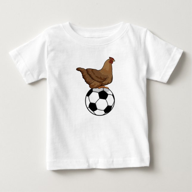 Hähnchen beim Fußball-Sport Baby T-shirt (Vorderseite)