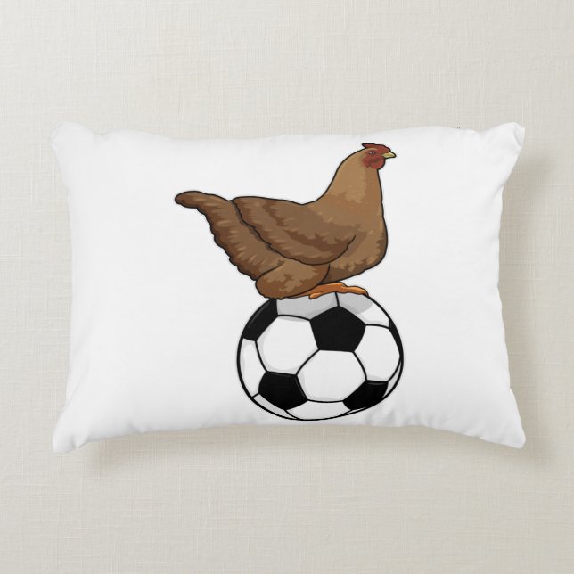 Hähnchen beim Fußball-Sport Dekokissen (Vorderseite)