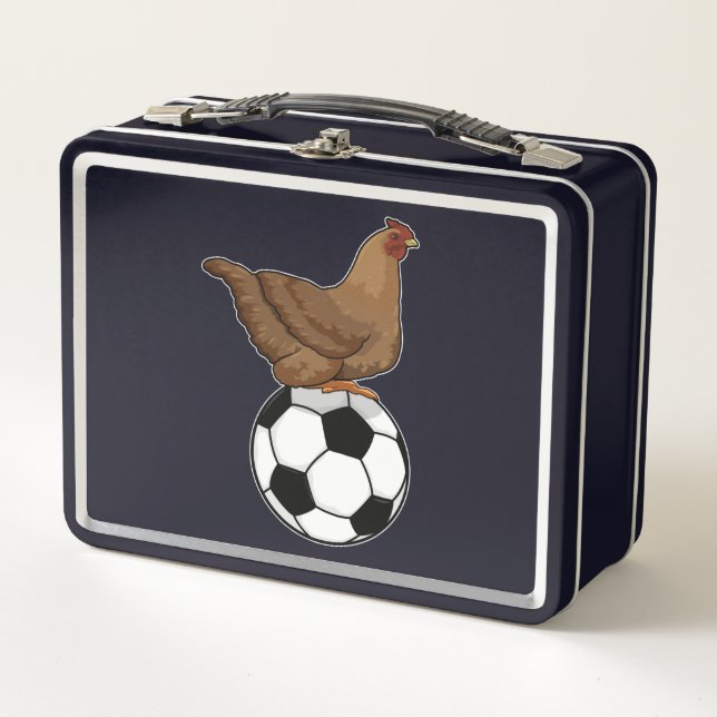 Hähnchen beim Fußball-Sport Metall Brotdose (Vorderseite)