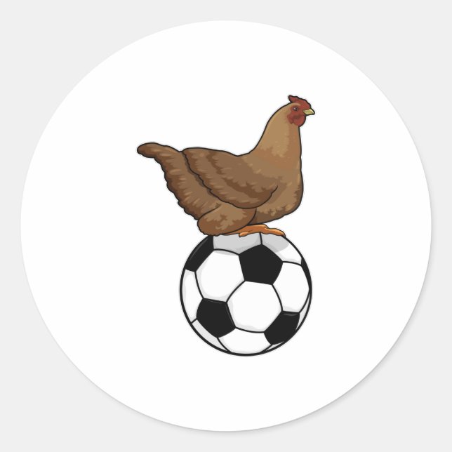Hähnchen beim Fußball-Sport Runder Aufkleber (Vorderseite)