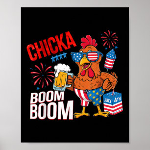 Hähnchen Boom Boom Retro Amerika Chicka Bier 4. Ju Poster