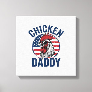 Hähnchen Daddy Hahn Vintage Patriotisches Shirt De Leinwanddruck
