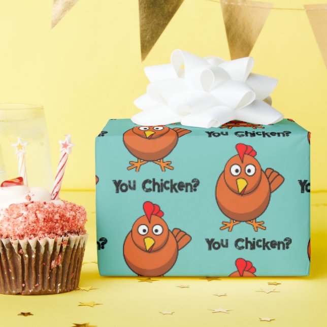 Hähnchen, Funny Brown Rooster Cartoon Taunt Geschenkpapier (Geburtstagsparty)