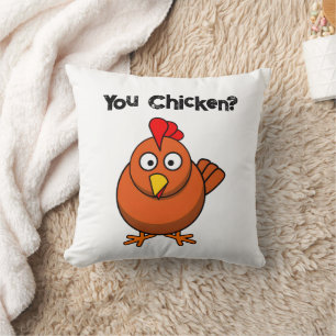 Hähnchen, Funny Brown Rooster Cartoon Taunt Kissen