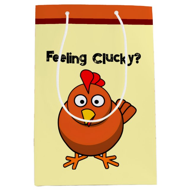 Hähnchen, Funny Brown Rooster Cartoon Taunt Mittlere Geschenktüte (Vorderseite)