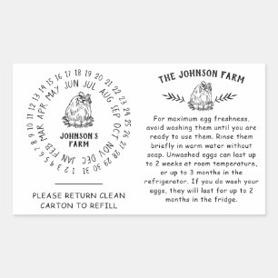 Hähnchen Hühner Ei Handling Rückgabekarton Datum R Rechteckiger Aufkleber