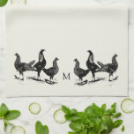 Hähnchen im Landhausstil mit Monogramm Geschirrtuch<br><div class="desc">Rustikales Landhaus Küchenhandtücher mit Hühner Illustrationen. Sie können Ihr eigenes Monogramm hinzufügen,  um es zu personalisieren.</div>