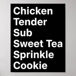 Hähnchen, Menu Manifesto Chicken Tender Sub Sweet  Poster