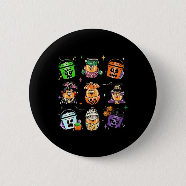 Hähnchen Nuggets Pumpkin Halloween 90er Vintag 2 Button (Vorderseite)
