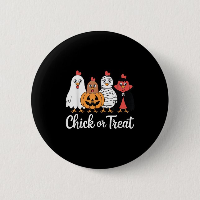 Hähnchen oder Leckereien Halloween Button (Vorderseite)