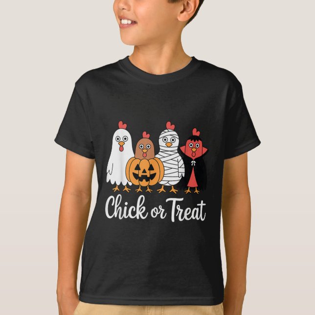 Hähnchen oder Leckereien Halloween T-Shirt (Vorderseite)