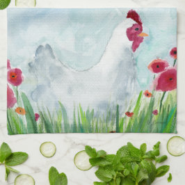Hähnchen und Blume Geschirrtuch