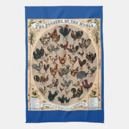 Hähnchen und Hähnchen, Vintag, Hühner und Hähnchen Geschirrtuch