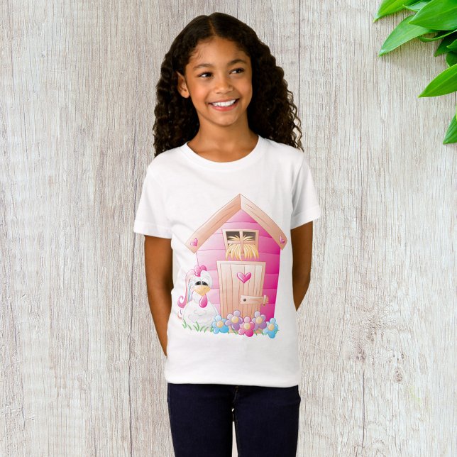Hähnchen und Pink Hen House mit Blume T-Shirt (Von Creator hochgeladen)