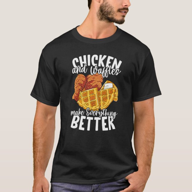 Hähnchen und Waffeln Brunch Essen T-Shirt (Vorderseite)