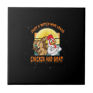 Hähnchen und Ziegen zu Halloween-Kostümgeschenk Fliese