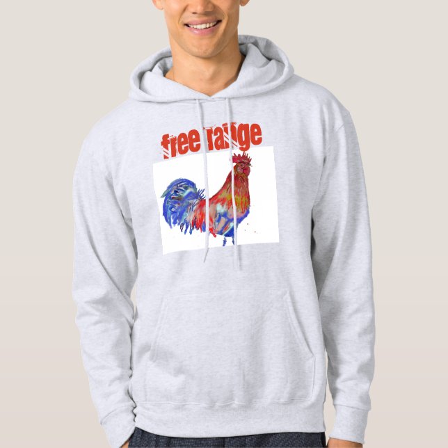 Hähnchen-Wasserfarbenrooster-Hähnchen Hoodie (Vorderseite)