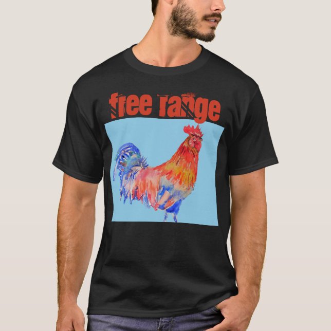 Hähnchen-Wasserfarbenrooster-Hähnchen T-Shirt (Vorderseite)
