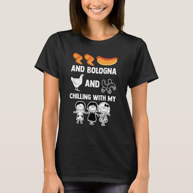 Hähnchen Wing Hot Dog Bologna Kälte mit meinen Kin T-Shirt (Vorderseite)