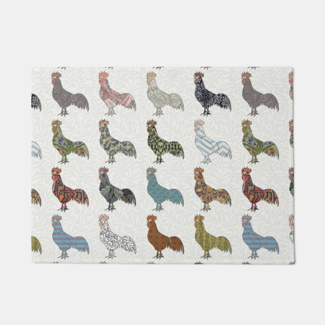 Hähnchenbauernhof mit farbigen Mustern Fußmatte (Vorderseite)