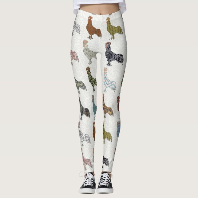 Hähnchenbauernhof mit farbigen Mustern Leggings (Vorderseite)