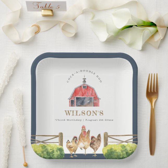 Hähnchenfarm Rotbarsch Kindergeburtstag Pappteller (Hochzeit)