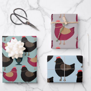Hähnchenliebhaber auf dem Bauernhof Ei Cup Black P Geschenkpapier Set