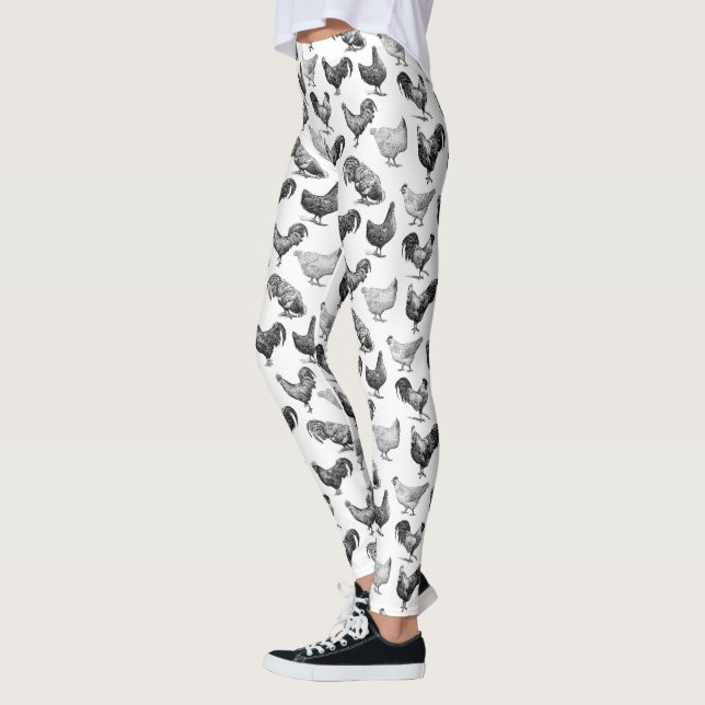 Hähnchenmuster im Retro-Landhaus Leggings (Links)