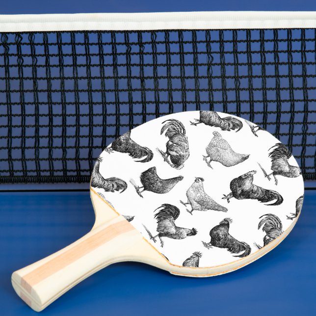 Hähnchenmuster im Retro-Landhaus Tischtennis Schläger (InSitu)