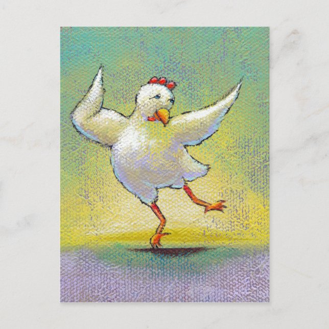 Hähnchentänzerin Moderne interpretierende Kunst Postkarte (Vorderseite)